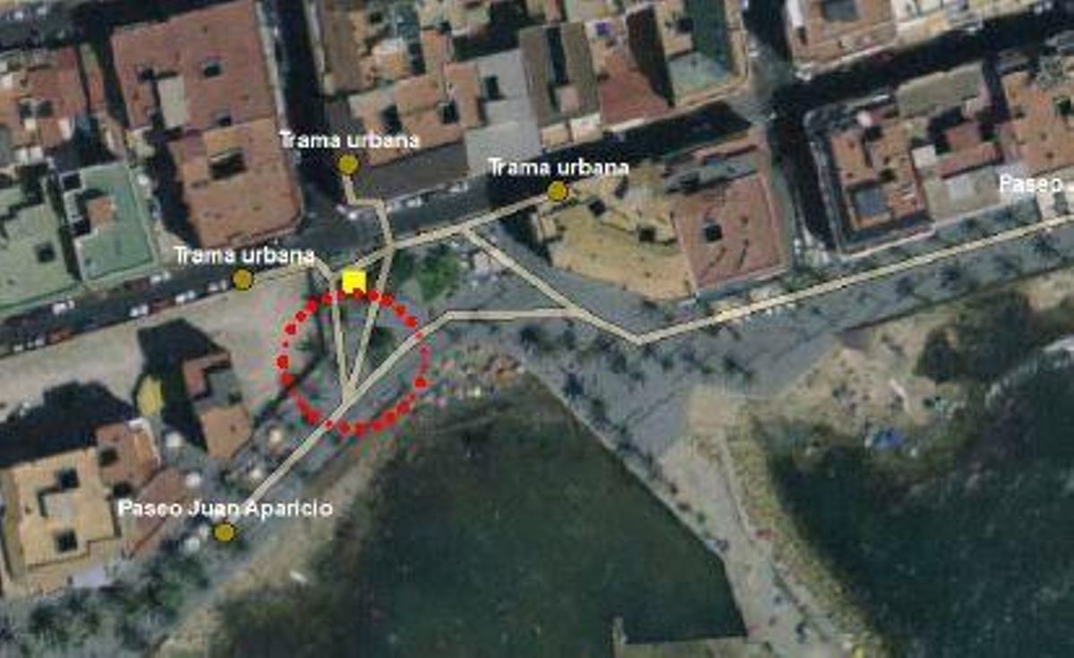 Ubicación del aseo en el paseo de Juan Aparicio