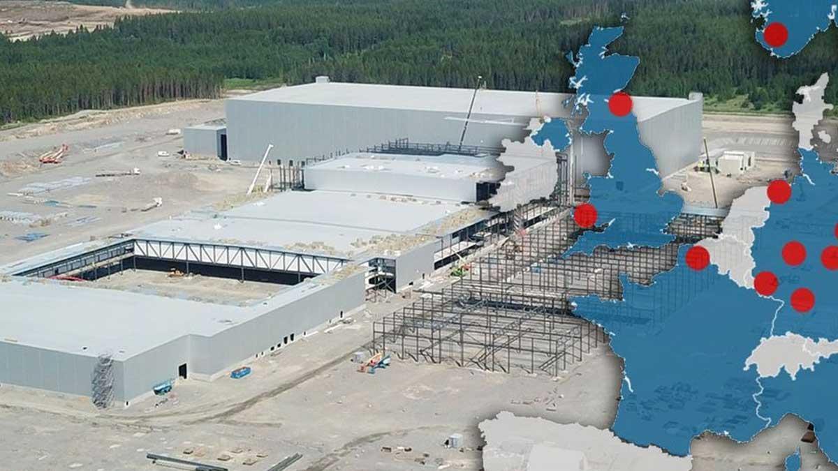 Imagen de fondo: Obras de construcción de la &quot;gigafábrica&quot; de baterías de litio de Northvolt en Suecia NORTHVOLT / FDV