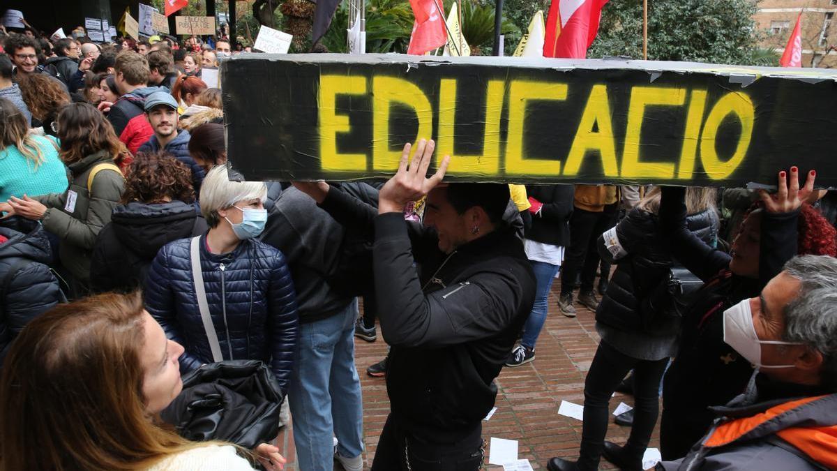 Acción de protesta durante una huelga de profesores el año pasado.