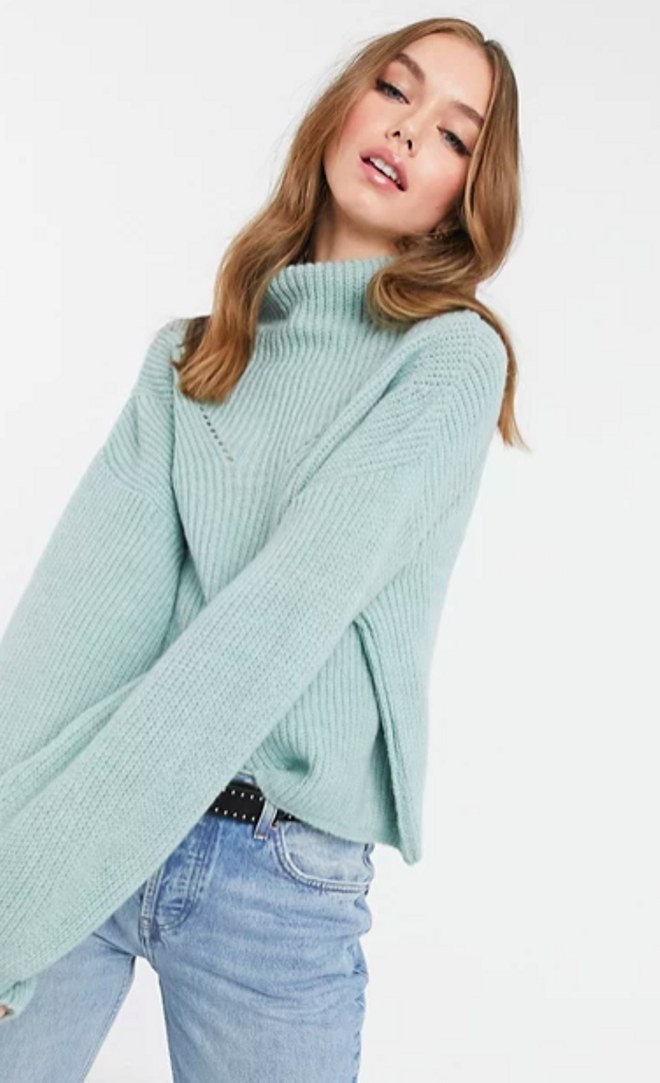 Jersey verde de corte caja con cuello alto de ASOS DESIGN