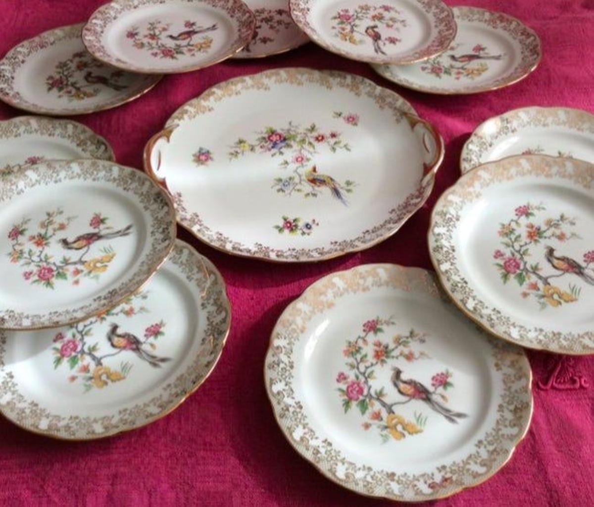 Juego de 12 platos de porcelana de Limoges
