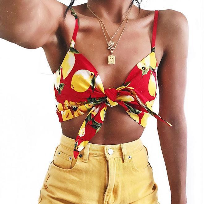 Tie-front crop, el top del verano de 2018: estampado de limones