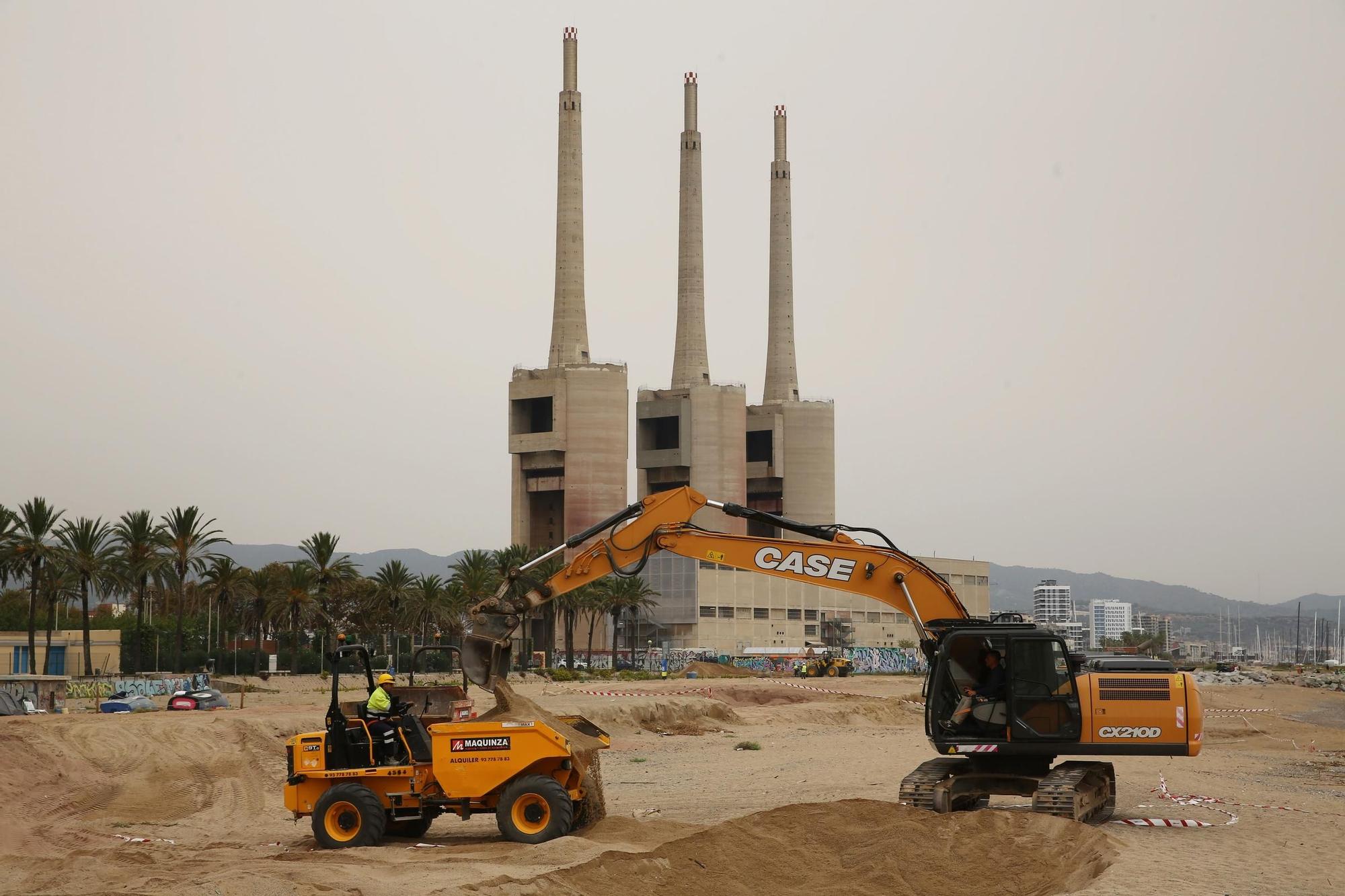 Nuevos trabajos de descontaminación de la playa de Sant Adrià de Besòs