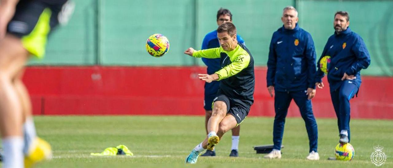 Galarreta, en un entrenamiento de esa semana en Son Bibiloni.