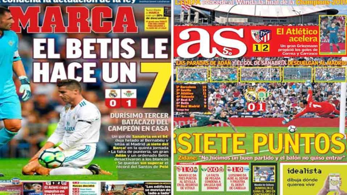 Las dos portadas de la prensa deportiva de Madrid