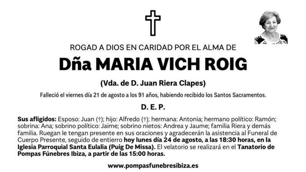 Esquela Maria Vich Roig