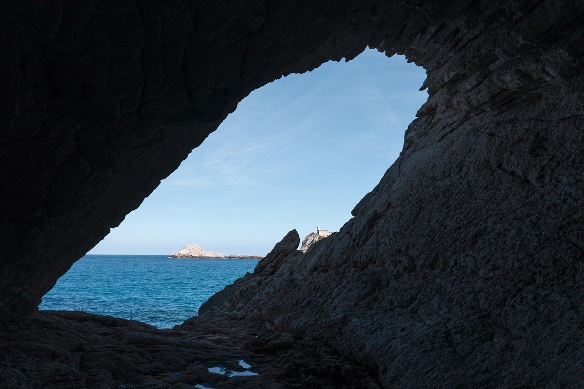 Inclined cave of Ibiza.