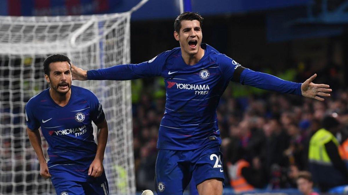 Álvaro Morata celebrando un gol con el Chelsea