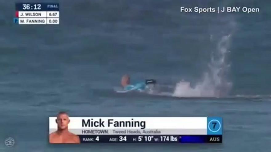 Un surfista sale ileso de un ataque de tiburón durante un torneo