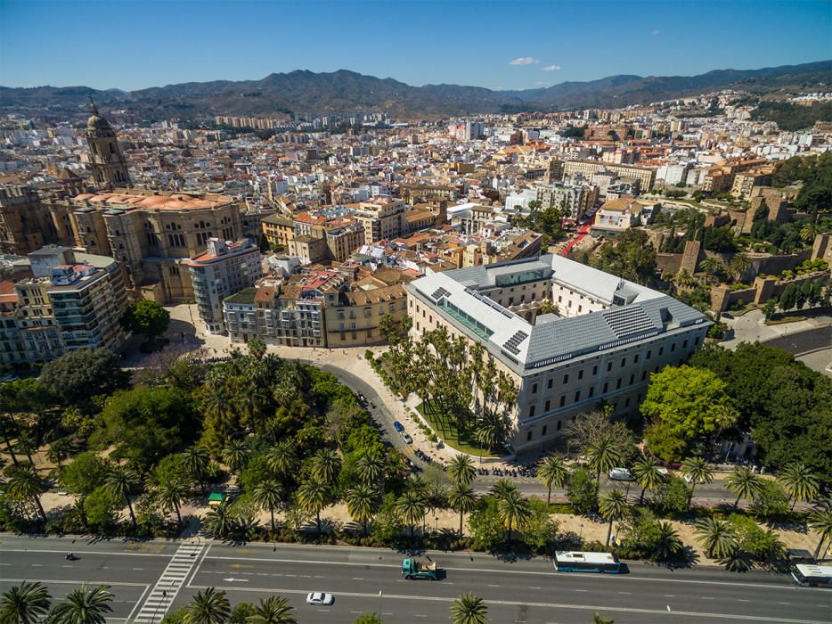 El centro de Málaga a vista de dron