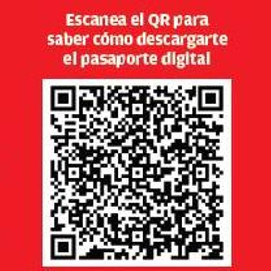 Escanea el QR para saber cómo descargarte el pasaporte covid.