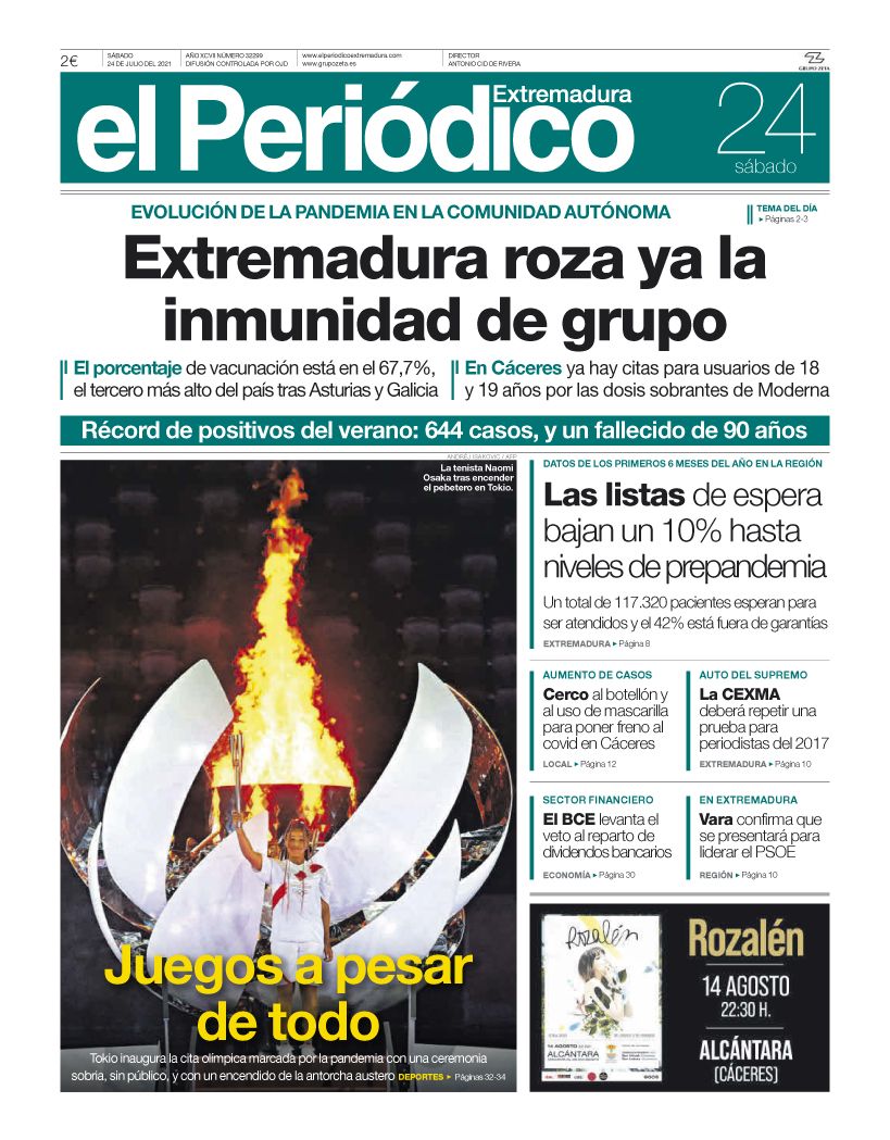 Consulta la portada correspondiente al día 24 de julio del 2021