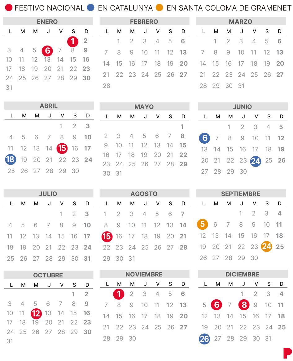 Calendario laboral Santa Coloma Gramanet 2022