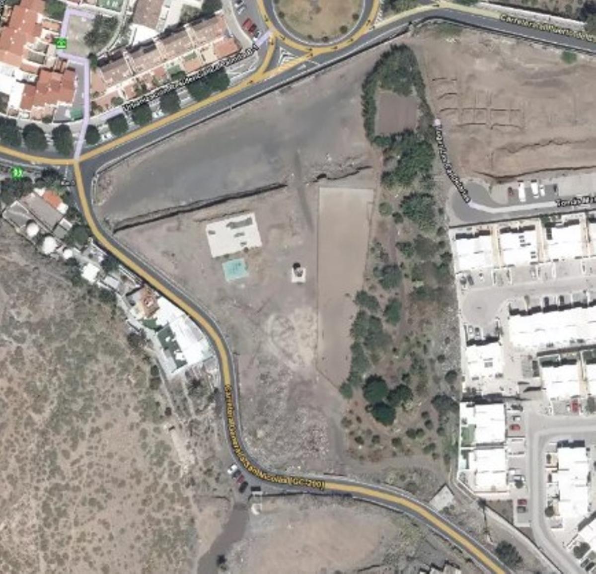 Vista aérea de los terrenos en los que irá el parque de Las Candelarias, en Agaete.