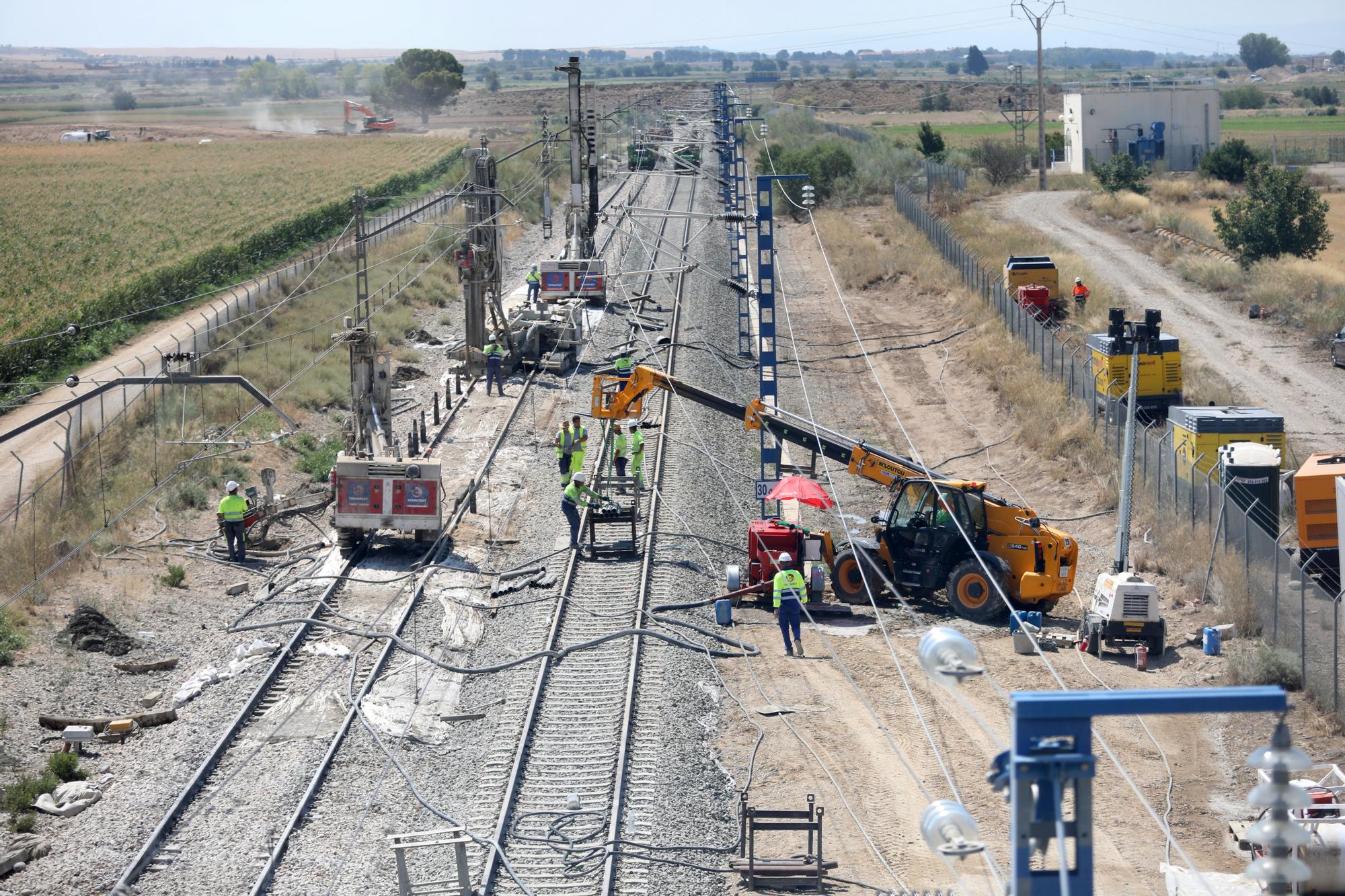 Las obras de Adif en Zuera, a toda máquina