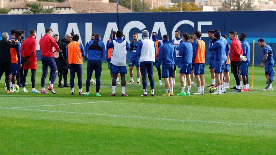 Imagen del entrenamientode ayer en el Anexode La Rosaleda.