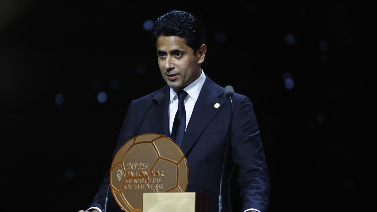 Nasser al-Khelaifi, presidente del PSG, en la gala del Balón de Oro