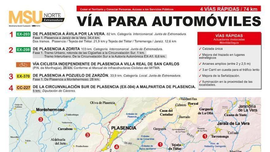 Tres nuevas vías rápidas para mejorar la conexión por carretera y combatir la despoblación en el norte de Extremadura