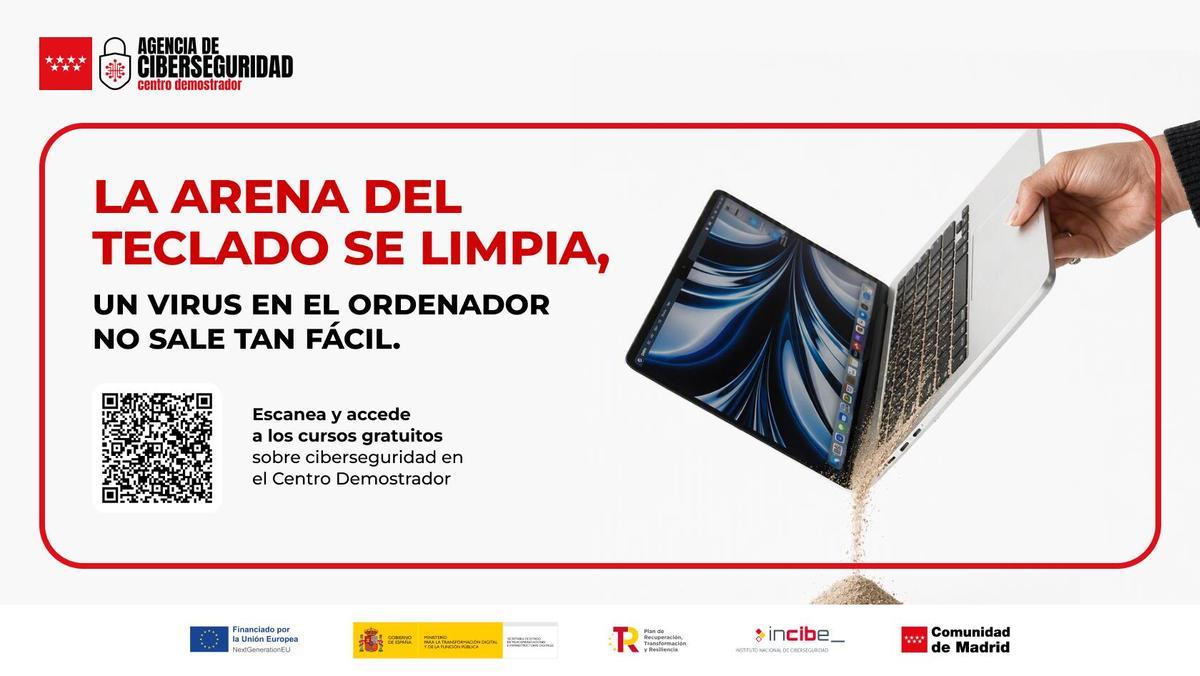 El QR en las imágenes proporciona acceso a los diferentes cursos proporcionados por el ejecutivo autonómico en materia de ciberprotección