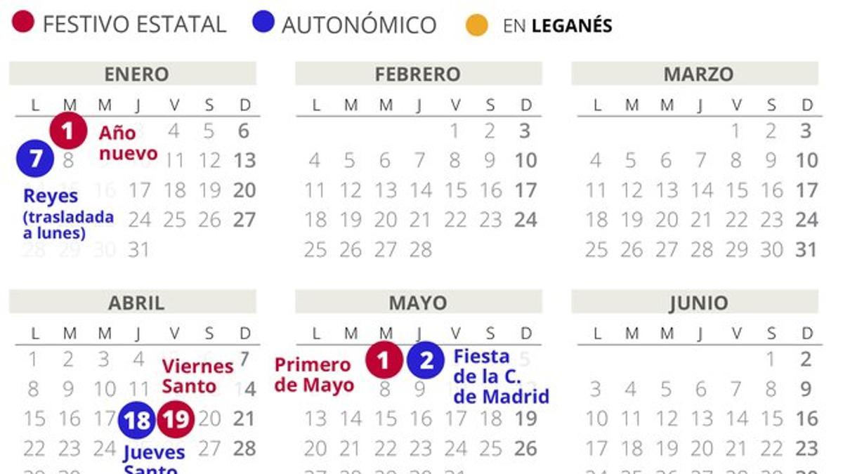 Calendario laboral 2019 Leganés