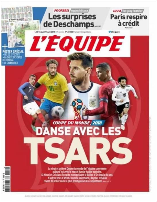 Portada L'ÉQUIPE jueves 14 de junio de 2018