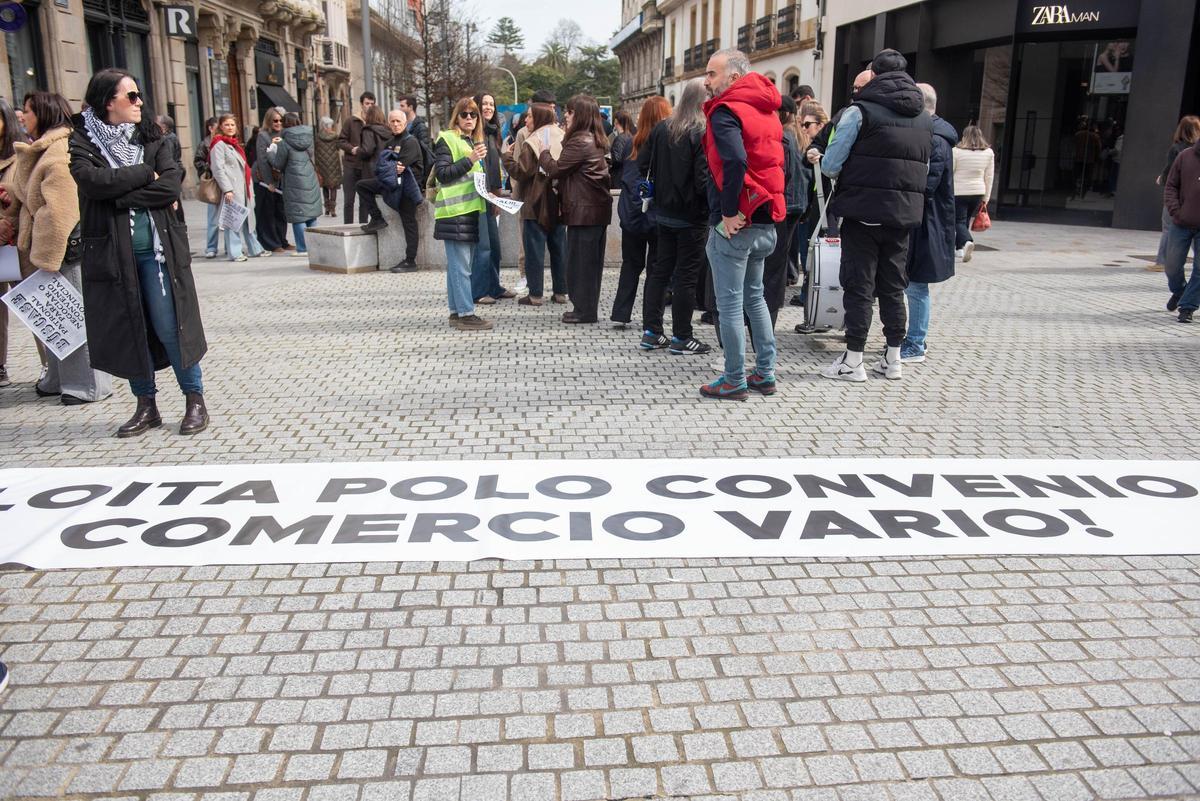 Manifestación de trabajadores del sector del comercio en A Coruña
