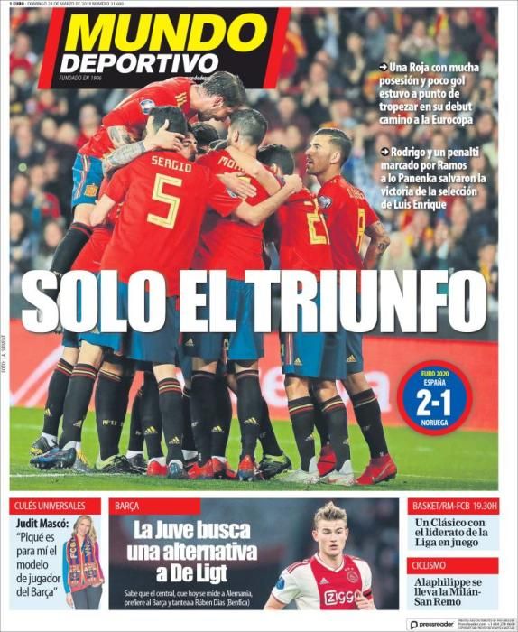 Portada MUNDO DEPORTIVO domingo 24 de marzo 2019