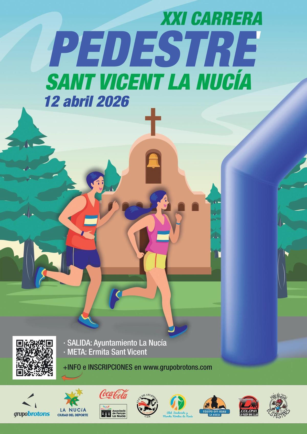 Este domingo 12 de abril se celebrará la XXI Carrera Pedestre de Sant Vicent con salida desde la plaça Major de La Nucía.