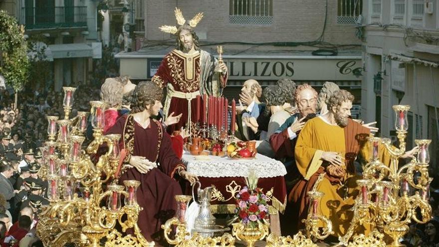 El Señor de la Cena durante la salida procesional del Jueves Santo pasado.