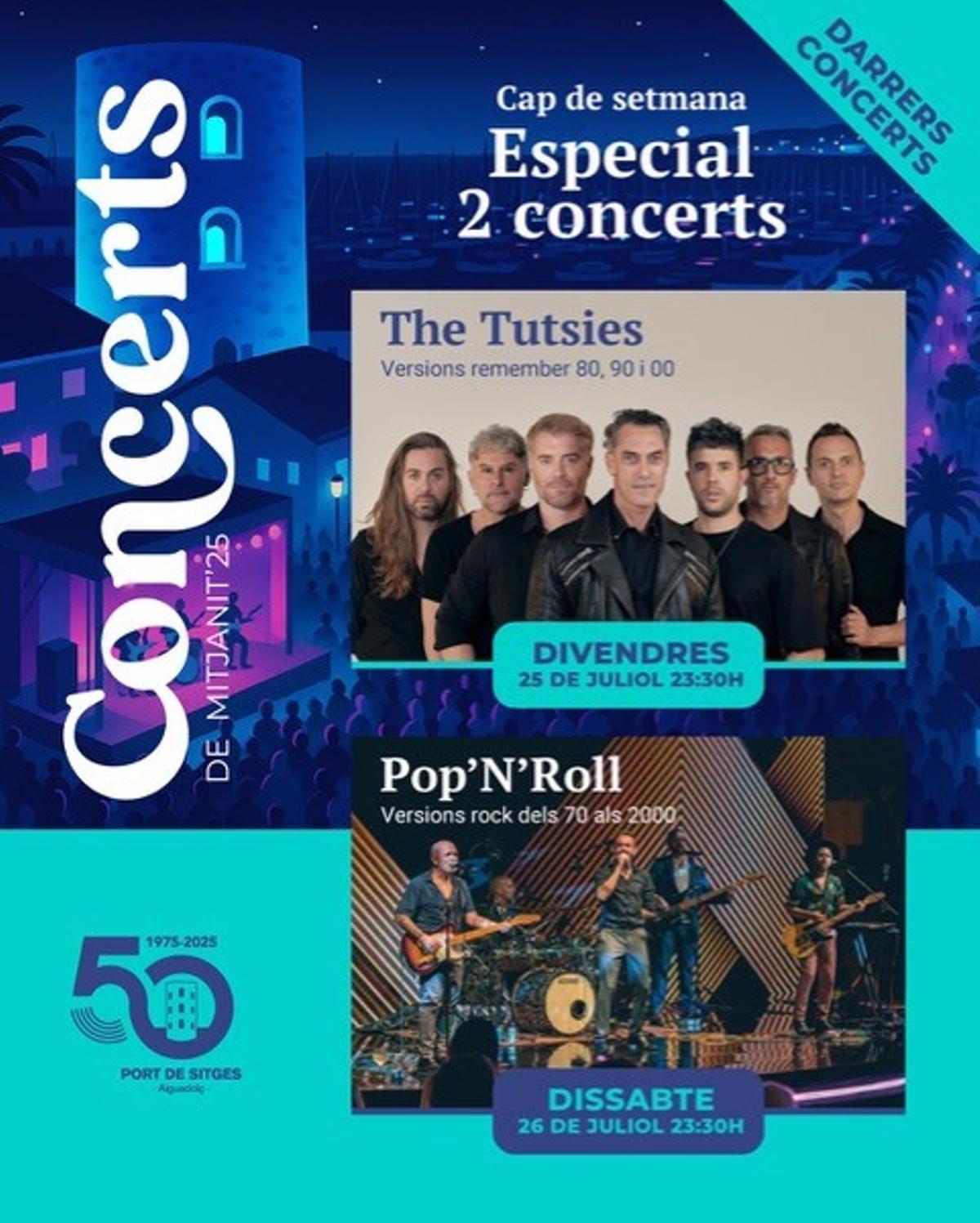 Cartel Concerts Mitjanit 2025 Puerto de Sitges