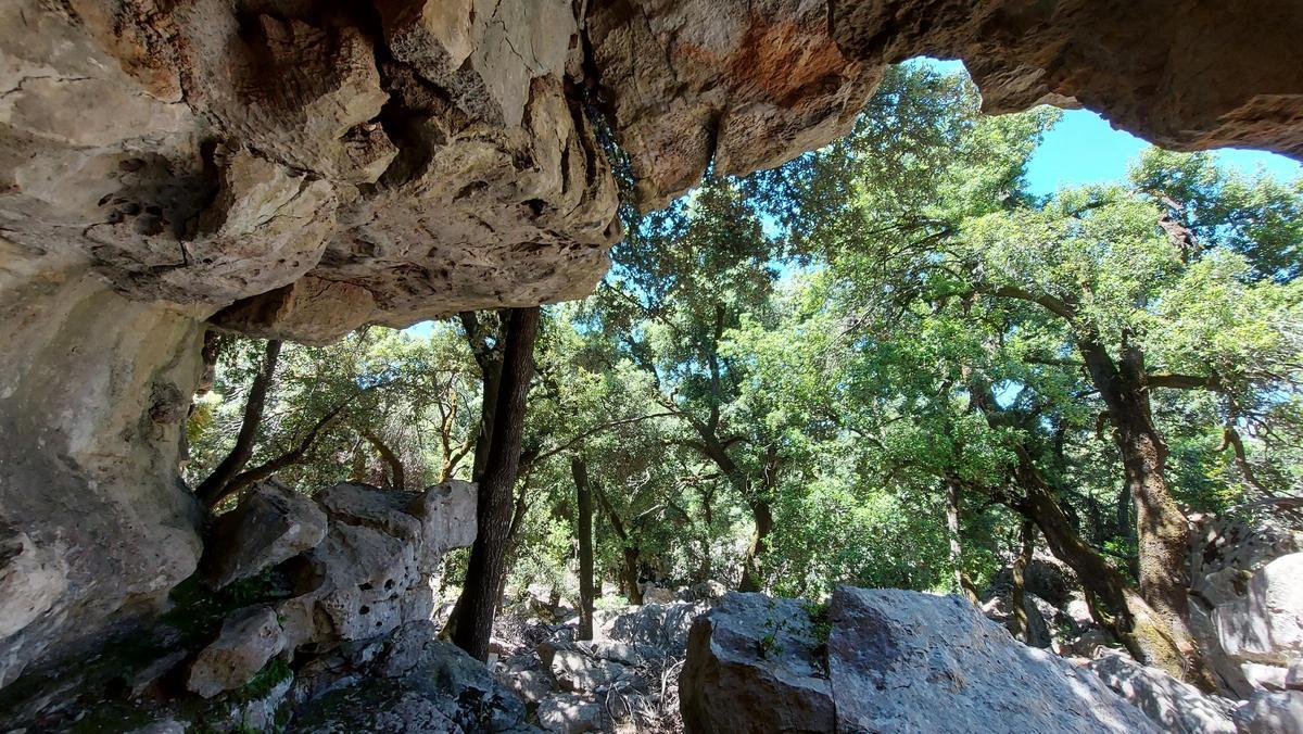 Im Karstgebiet ist das Gestein ausgehöhlt, durchlöchert, gerillt und großzügig mit Moos und Flechten dekoriert. Im Karstgebiet ist das Gestein ausgehöhlt, durchlöchert, gerillt und großzügig mit Moos und Flechten dekoriert.