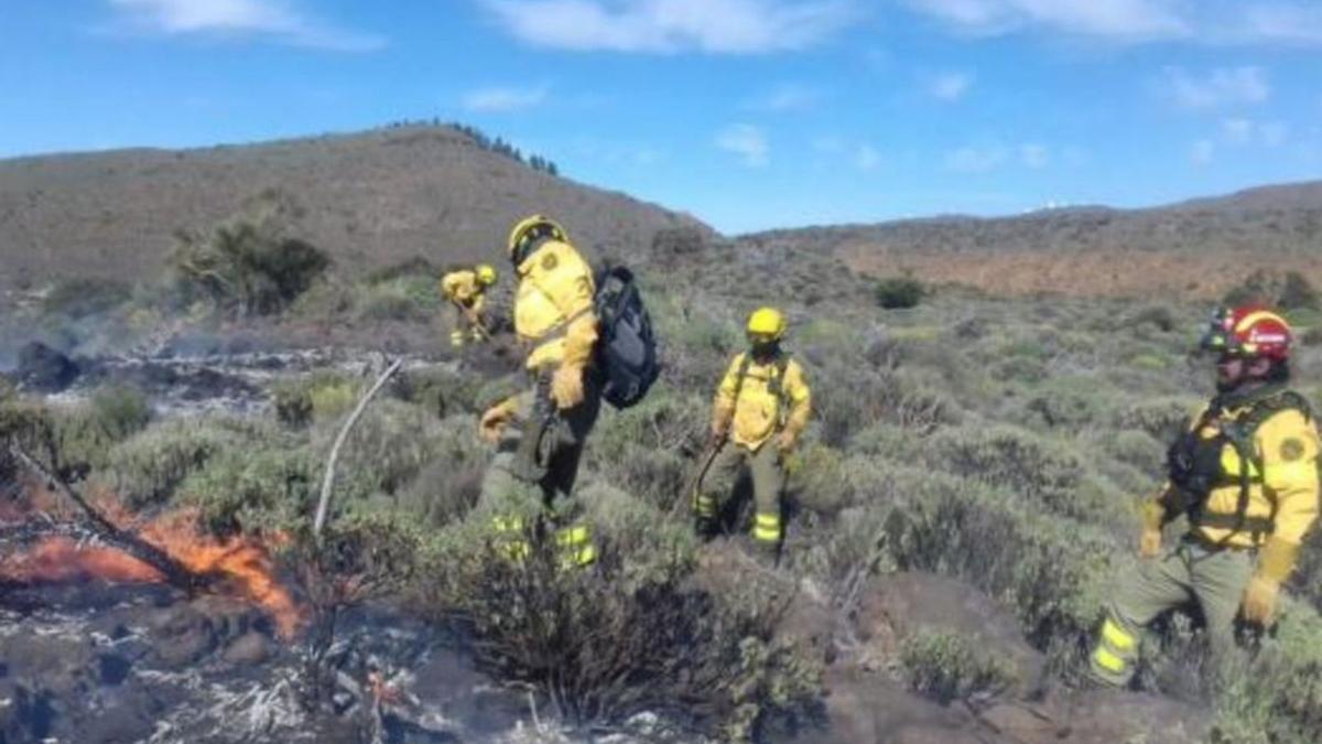 MIembros de Brifor interviniendo en un incendio forestal en Tenerife.