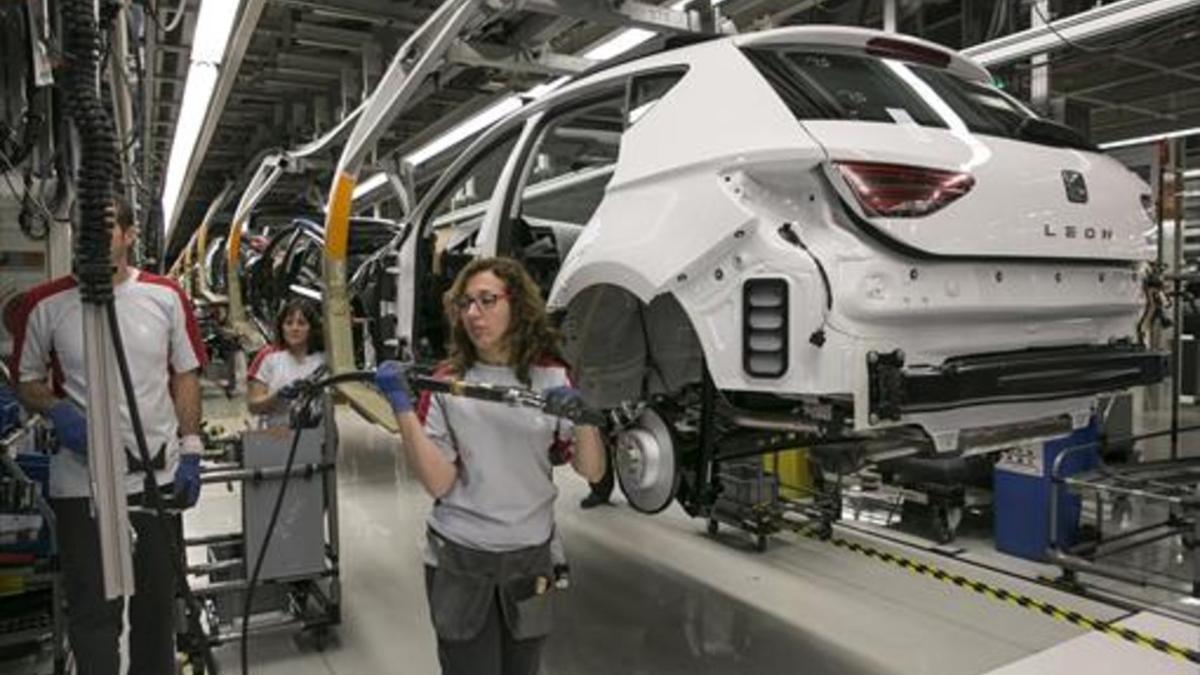 Cadena de montaje del Seat Ibiza en Martorell.