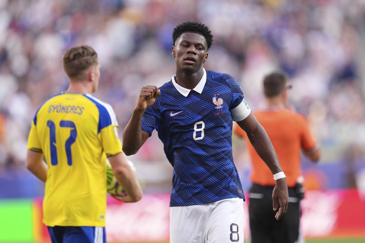 Aurelien Tchouameni durante el partido de FRancia frente a Suecia en el Mundial 2026