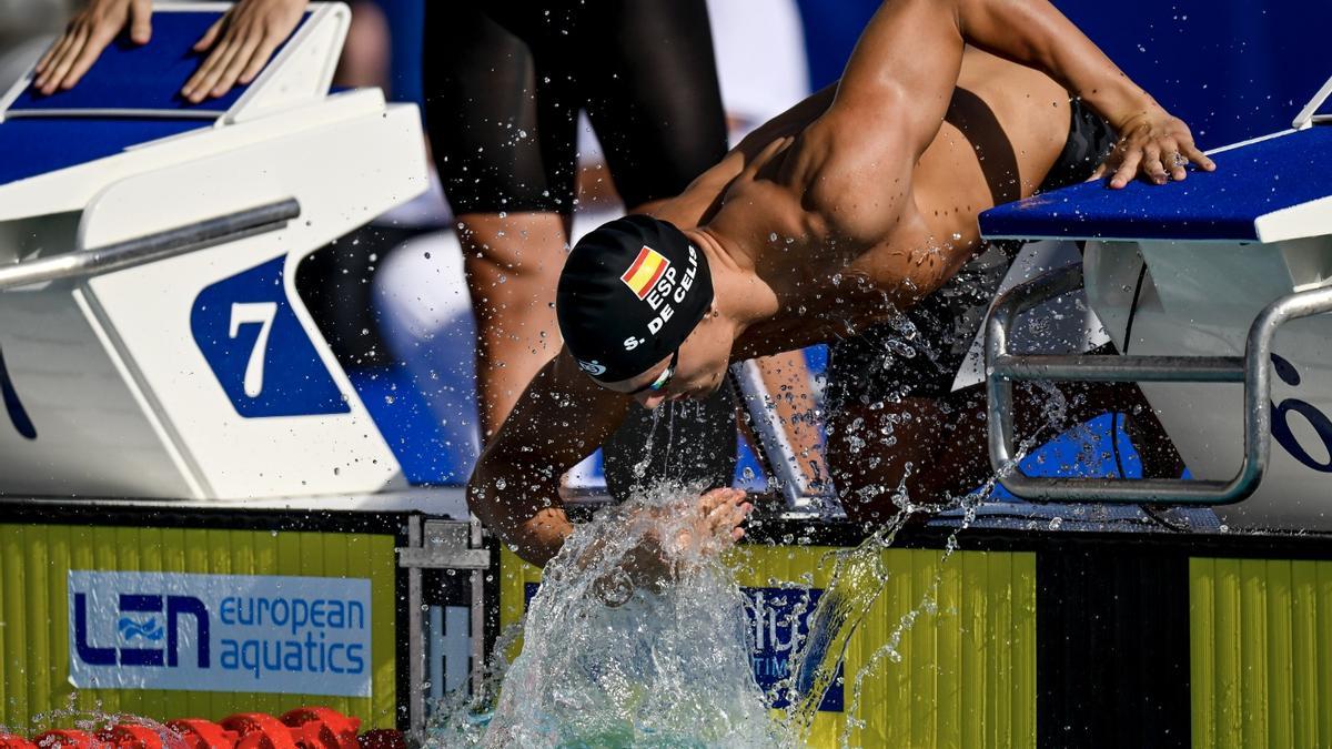 Sergio de Celis, antes de la final del 4x100 estilos en Roma