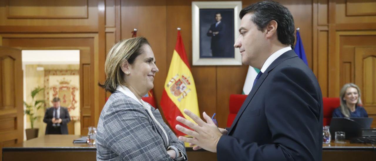 Blanca Torrent y José María Bellido, en el salón de plenos.