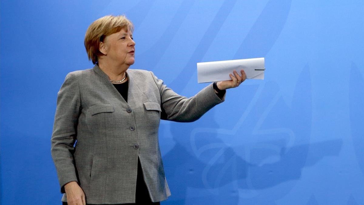 La cancillera alemana, Angela Merkel, durante una rueda de prensa en Berlín.
