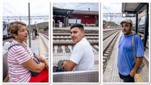 Miriam Libertad, Alexander Díaz y  Emilio Estévez em la estación de tren de Castellbisbal