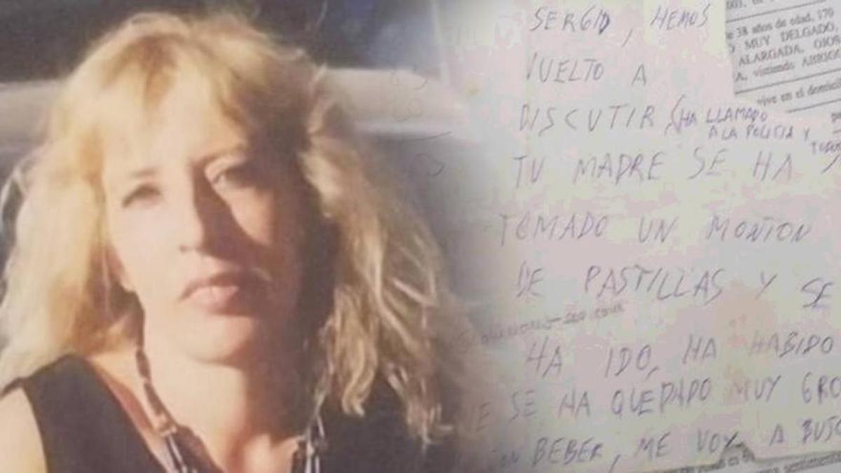 Una imagen de Juana Canal junto a la nota que encontró su hijo mayor cuando llegó a casa. / CASO ABIERTO