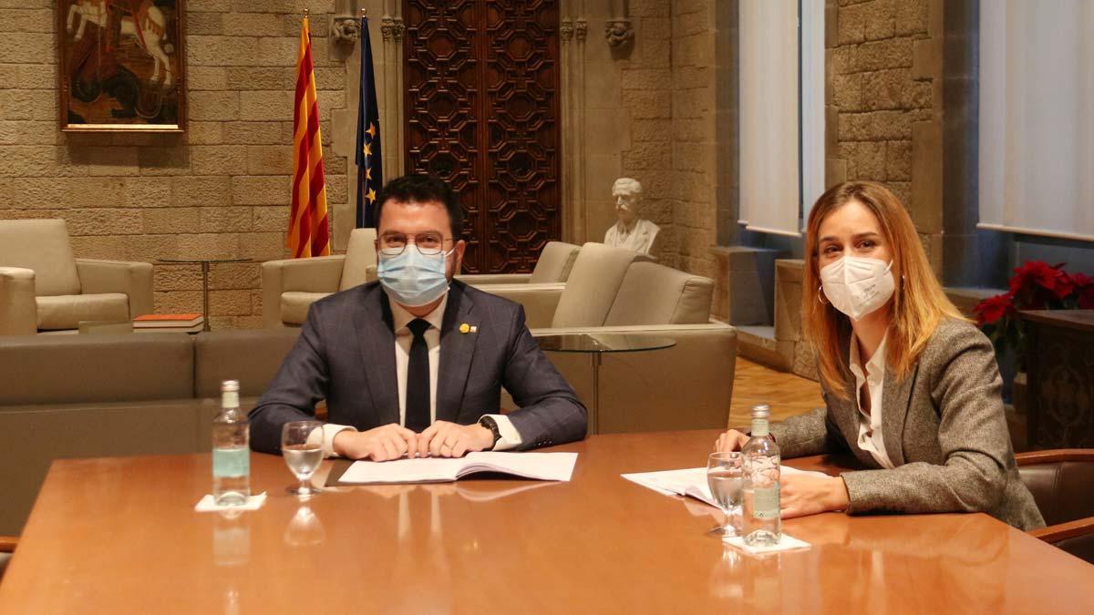 Reunión entre Pere Aragonès y Jéssica Albiach