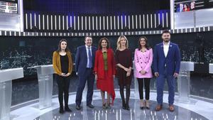 Los seis candidatos en el debate de TVE.