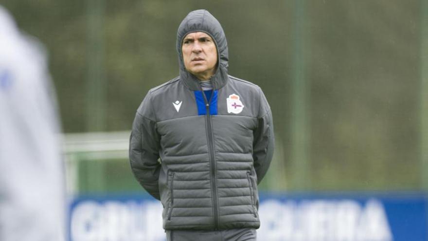 Luis César, durante un entrenamiento en Abegondo.