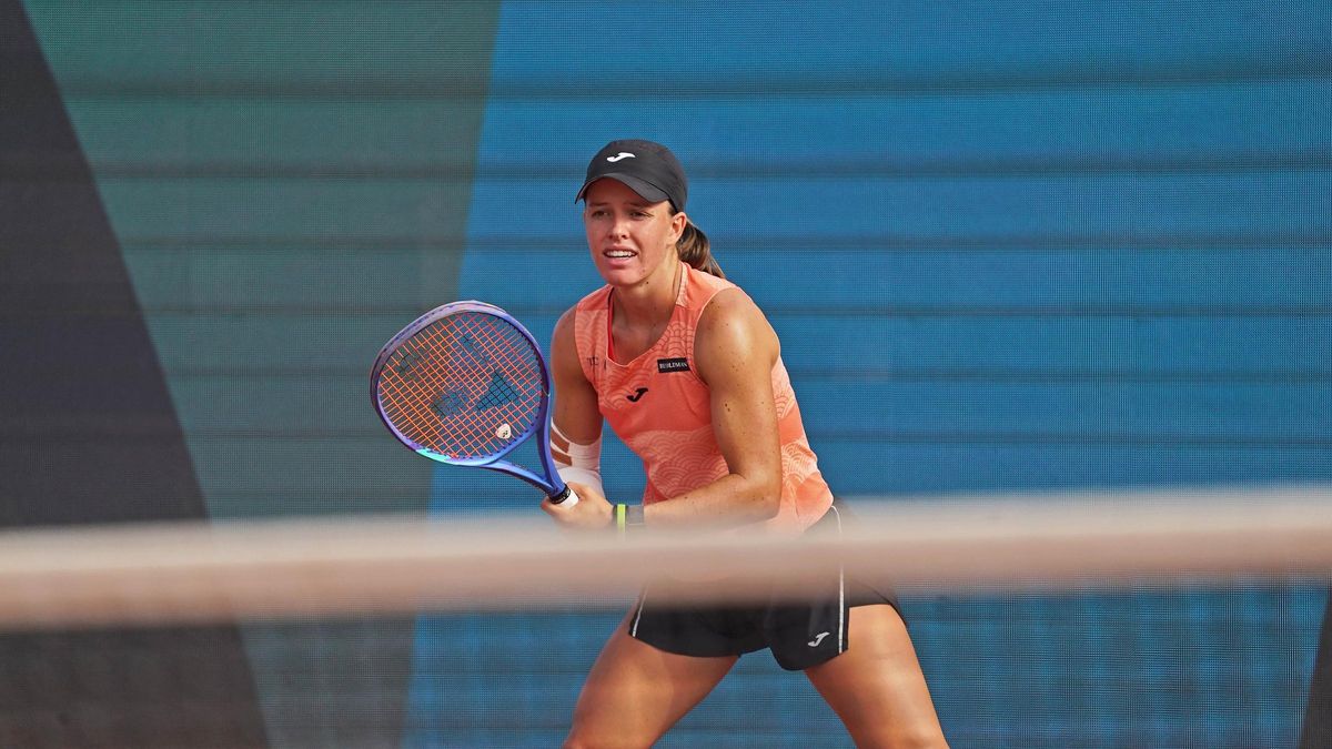 Kaitlin Quevedo durante su partido de hoy en el ITF W100 Maspalomas-Gran Canaria.