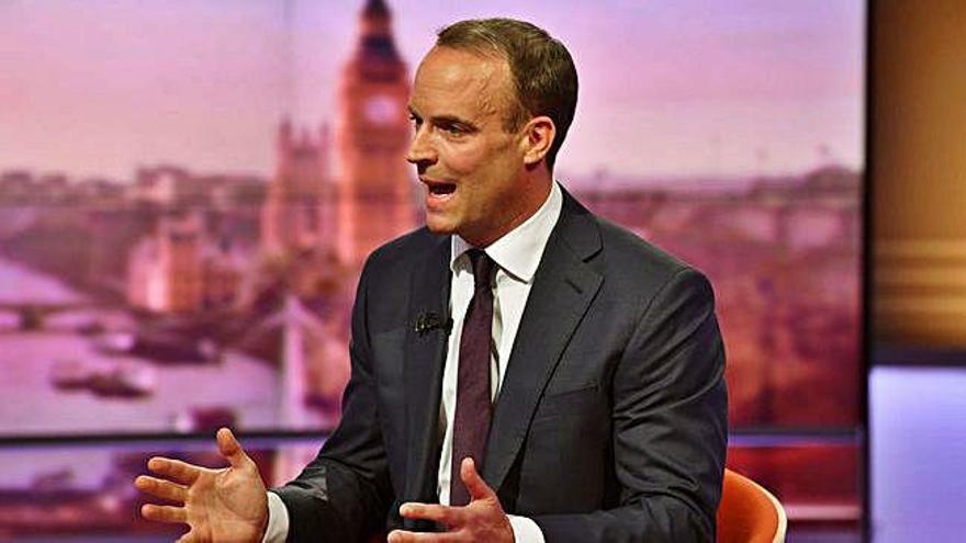 L&#039;exministre britànic Dominic Raab, ahir, fent declaracions a la BBC a Londres