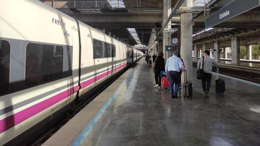 Viajeros en un andén de la estación de Córdoba.