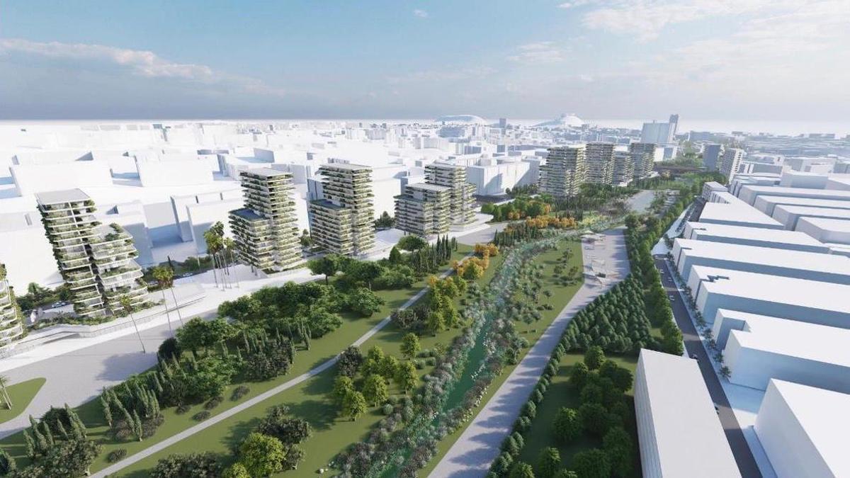 Una de las recreaciones del futuro Parque Central presentadas este lunes en Alicante.