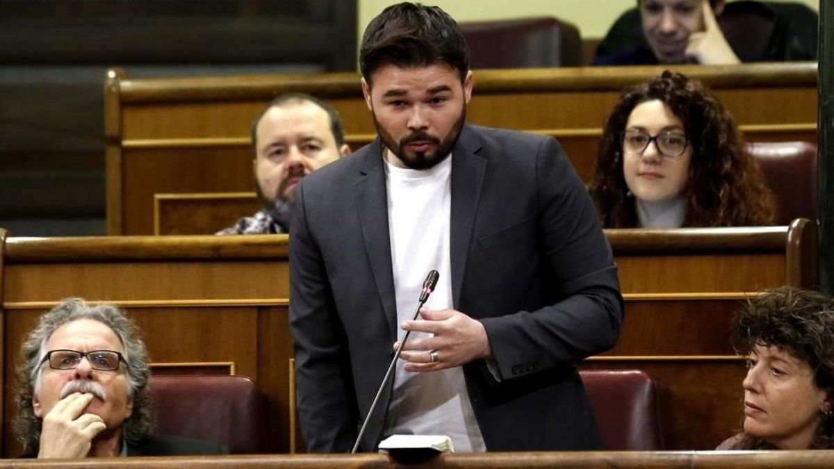 Gabriel Rufián, este miércoles, en la sesión de control al Gobierno en el Congreso.