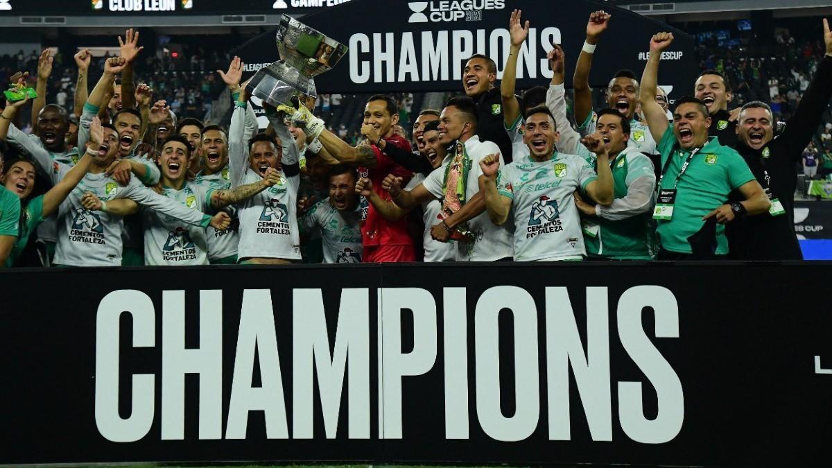 El Club León mexicano, celebrando como campeón de la Leagues Cup