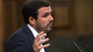 El coordinador general de IU, Alberto Garzón, en el Congreso.