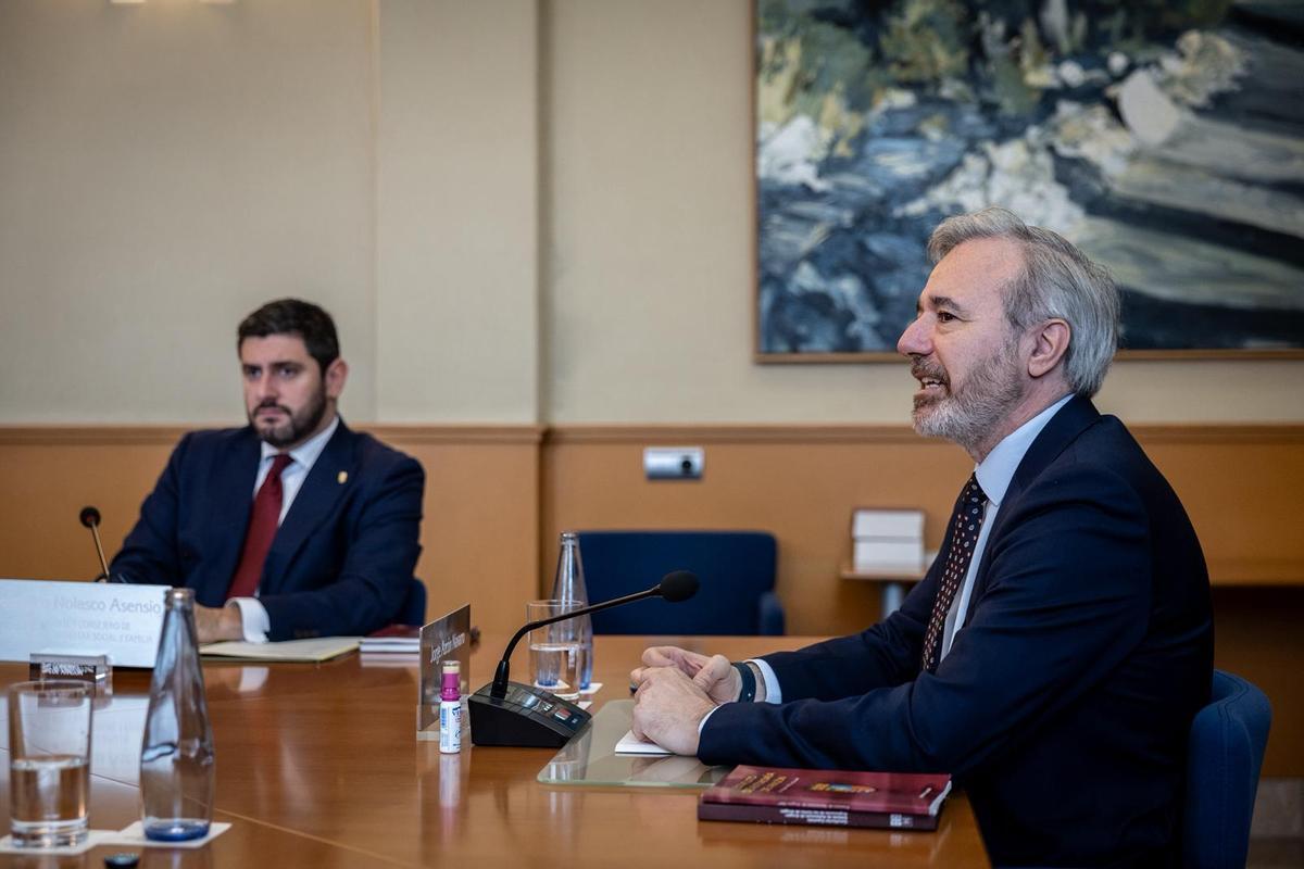 El presidente del Gobierno de Aragón, Jorge Azcón, junto al vicepresidente primero, Alejandro Nolasco.
